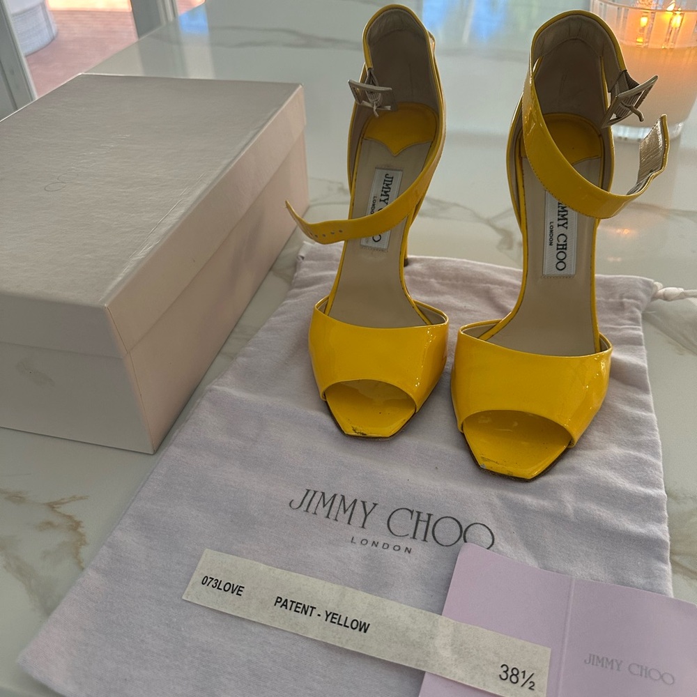 Jimmy Choo - 073 Love Patent Yellow Size 38 1/2